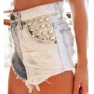    RAD FESTIVAL VINTAGE INSPIRED HIGH WAISTED SHORTS WITH STUDS  