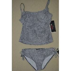 COCO REEF Swimsuit, Tankini, Black/White, tTop 38D, bottoms XL, NEW