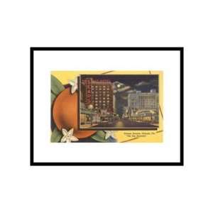  Moon over Orlando, Florida Places Pre Matted Poster Print 