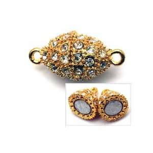  Gold Colored Magnetic Faberge Clasp with Crystals 14x28mm 