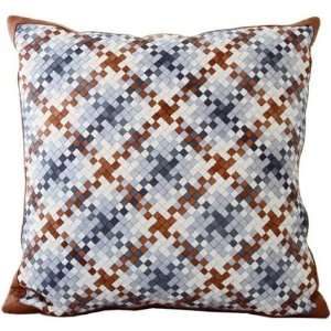  Lance Wovens Normandy Sky Leather Pillow