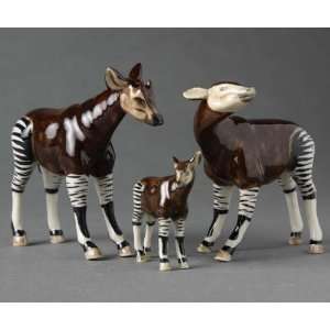  Miniature Porcelain Animals Okapi Family #AAW116