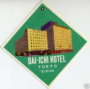 Dai Ichi Hotel ~TOKYO JAPAN~ Old Luggage Label / Tag  