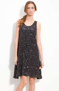 NEW EILEEN FISHER ENCRUSTED SPARKLE BLACK SEQUIN TANK KNEE LENGTH 