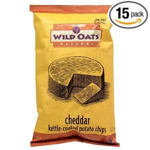 Wild Oats Natural Kettle Cooked Potato Chips, Cheddar, 5 Ounce Bags 