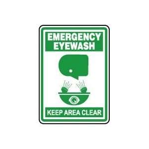   EYEWASH KEEP AREA CLEAR (W/GRAPHIC) Sign   10 x 7 Adhesive Vinyl