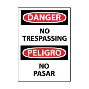   Danger, No Trespassing, Bilingual, 5 X 3, Pressure Sensitive Viny