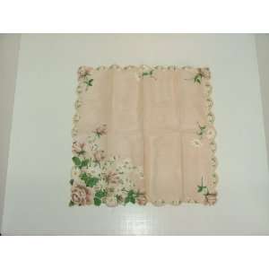  Brown And White Flowers Vintage Ladies Handkerchief 