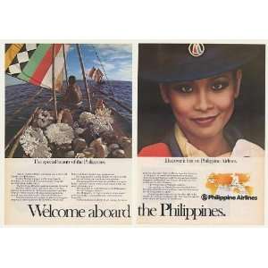  1977 Philippine Airlines Vinta Sail Boat Stewardess Print 
