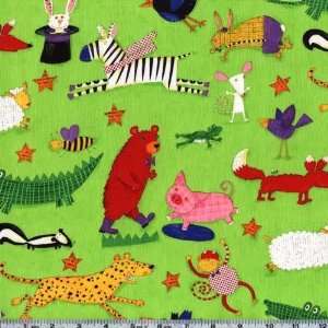  45 Wide Animals Gone Wild Lime Fabric By The Yard Arts 