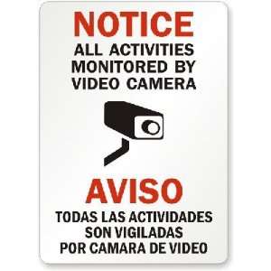 Bilingual (English/Spanish) Video Surveillance Sign Aluminum, 14 x 10 