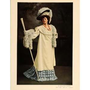 1907 Victorian Lady Woman Costume Hat Vintage Print   Original Color 