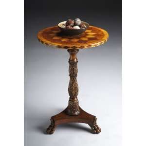    Butler Accent Table with Sunburst Inlay Top Furniture & Decor
