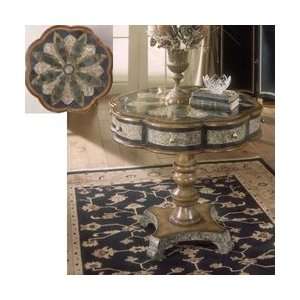  Brass Inlay Top Accent Table