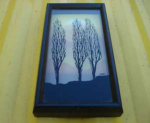 Virgil Thrasher series 3 d trees at dusk pictures with wooden frame 