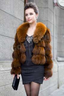   Genuine Fox Fur Fox Collar Coat Jacket Outwear Vintage Winter Garment