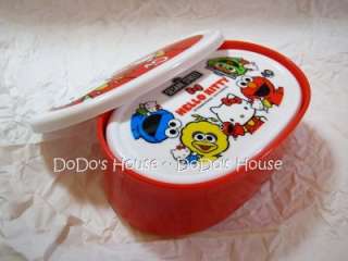 Japan Only Hello Kitty Sesame Street Elmo Lunch Box 3pc  