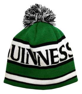 Guinness Logo Beer Alcohol Striped Pom Knit Adult Beanie Hat  