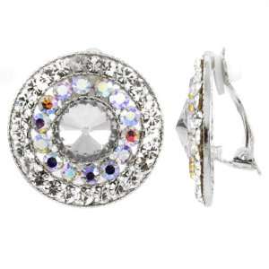  Verucas Rhinestone Button Clip Earrings   Clear Jewelry