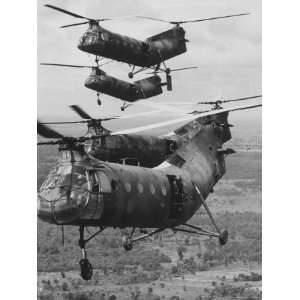  US Transport Helicopters, Manned by Us Crews and Gunners 