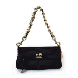  Coach Handbag Amanda Black Satin Foldover Clutch Bag 13597 