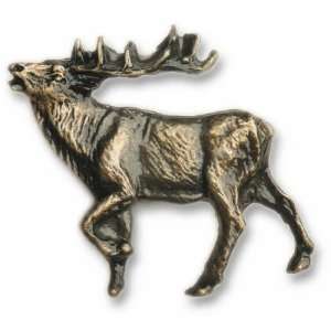  Buck Snort Hardware Walking Elk Pull, Antique Brass