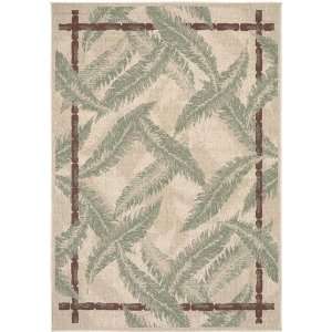  Surya Alfresco Tan Ivory Green Leaves Transitional 6 x 9 