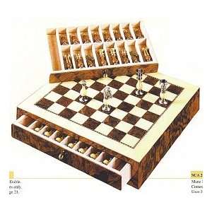  Gentili Game/Chess Set in Gloss Noce & Natural Erable 