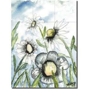 Field of White Flowers and Daisies by Derek McCrea   Ceramic Tile 