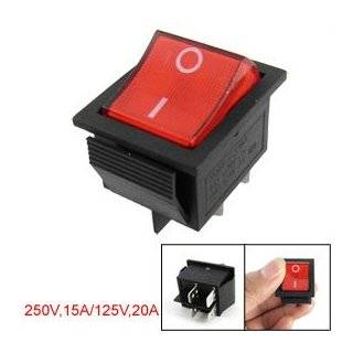 Pin Double Pole Single Throw Rocker Switch w Red LED Light by uxcell
