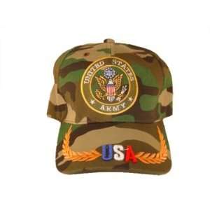  United States Army Camouflage Cap with Wreaths, USA in Red 