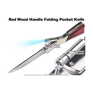   Handle Folding Pocket Knife With LED Flash Light