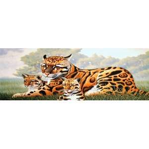 Clouded Leopard And Cubs Window Mural,Decal,Tint