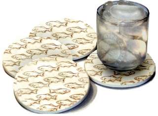 FISH SCHOOL ABSORBENT HANDCRAFTED DRINK BAR COASTERS  