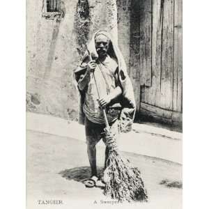  A Road Sweeper with a Large Broom in Tangiers, Morocco 