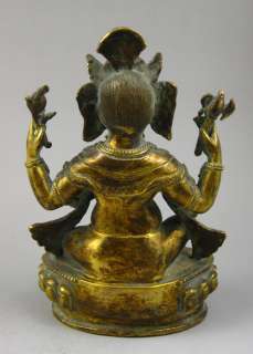 Old Tibetan 24k Gilt Bronze Lord Ganesha Statue  