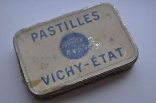 1920s France Pastilles VICHY ETAT Tin Box, dimensions 115x75 mm or 4 2 