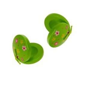 Pair of Circus Time Wooden Castanets   Green Musical Instruments