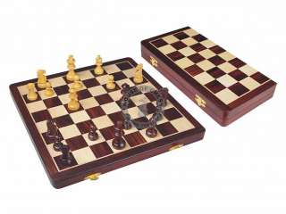  Magnetic Chess Set Folding Rosewood Chess Board 16 & Chess Pieces