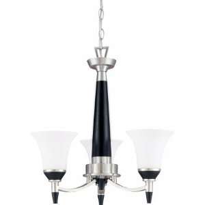   Keen ES   3 Light Chandelier with Satin White Glass   Lamp Included