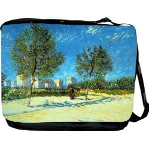  KnightTM Van Gogh Art Pine Trees Setting Sun Messenger Bag   Book 