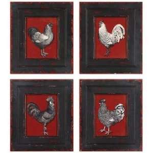  Uttermost Set of 4 Hens and Roosters Wall Art