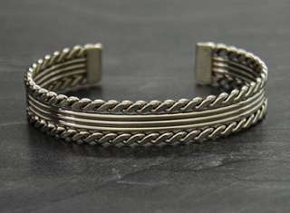 Navajo Sterling Silver Verna Tahe Rope Cuff Bracelet Twist Native 