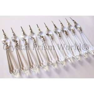  10 Large Clear Crystal 61mm Chandelier Icicle U drop Prisms 