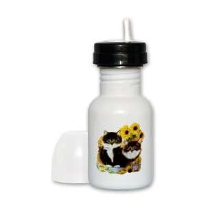 Sippy Cup Black Lid Kittens with Sunflowers