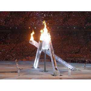  Wayne Gretzky and Others with Burning Olympic Cauldron 