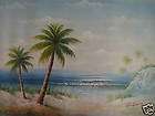 24x36 Oil Painting Art Sunset Beach Palms Bahamas Cuba  
