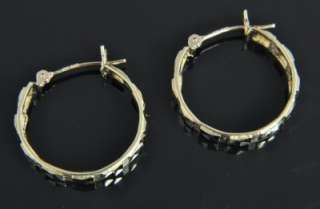 Estate Beverly Hills Gold 14K Diamond Cut Hoop Earrings  