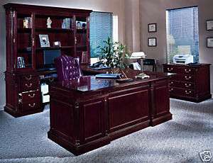Office Furniture CHERRY WALNUT Veneers U SHAPED DESK with OVERHANG 