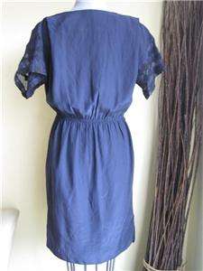 Vena Cava Mackintosh Navy Embroidered Silk Dress 6 $584  